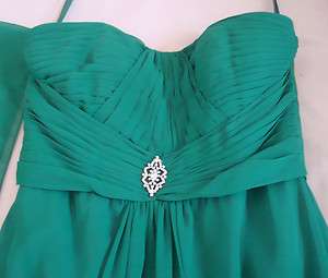 Liz Fields Bridesmaid social strapless Emerald dress 4  