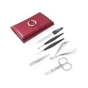 Manicure Set in Red Leather Case. Made by Niegeloh in Solingen 