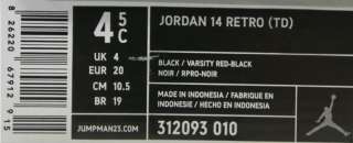 JORDAN RETRO 14 BLACK RED LAST SHOT TODDLER BABY SZ 4 10 JORDAN 14 