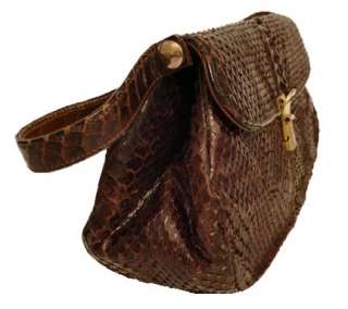 Vintage Purse Brown Snakeskin Handbag 1940’S  