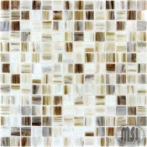  Montego Sela 3/4x3/4 Ivory Irridiscent Glass Mosaic 12 x 