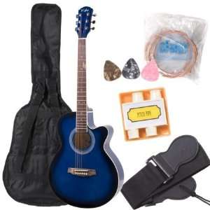  Kalos by Cecilio Full Size Blue Concert Cutaway Guitar 