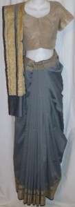 GraySand India Sari w/ blouse pc Fabric Panel Saree NEW  