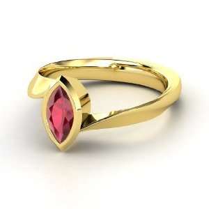  Magic Marquise Ring, Marquise Ruby 14K Yellow Gold Ring 