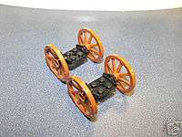 Lego 2 Sets Of Brown Wagon Wheels With Axles Small  