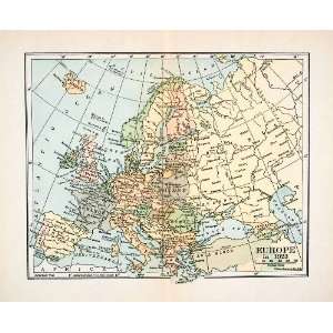  1923 Print Map Europe Poland France Italy Spain Asia Minor 