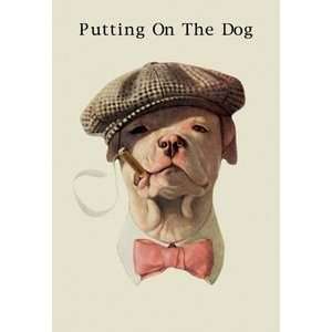  Dog in Hat and Bow Tie Smoking a Cigar   16x24 Giclee Fine 