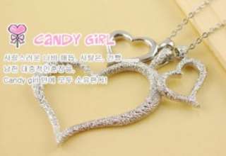 N451 silver triple heart love bj Fashion Necklace Pendant charm chain 