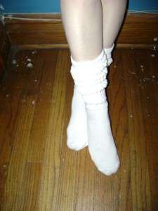 WOMENS WELL WORN USED RETRO CHUNKY SLOUCH SOCKS LONG  