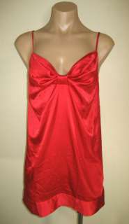   victoria s secret valentine red satin bow tie nightie slip size medium