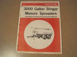 Van Dale 3000 gallon Manure Slinger Spreader manual  