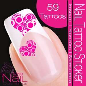  Nail Tattoo Sticker Heart / Circle   pink Beauty