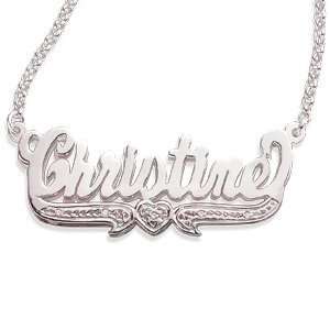   Sterling Silver 3 D Script Name Pendant with Diamond Accent Jewelry