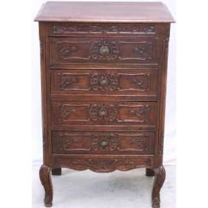   Vintage French Country Carved Oak Chest of Drawers