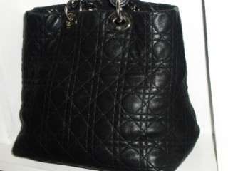 CHRISTIAN DIOR Auth Classic Lady Dior Black Leather Quilted Cannage 