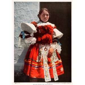  1927 Color Print Vlcnov Slovakia Girl Cultural Historic 