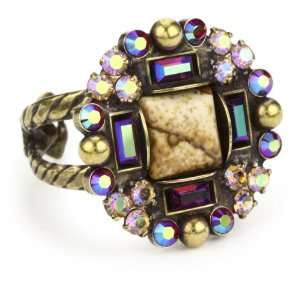 Sorrelli Tapestry Crystal and Opaque Gold Tone Adjustable Ring
