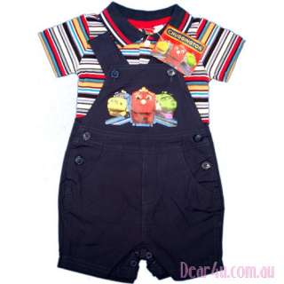 BNWT Chuggington boys baby overall with striped collar shirt  