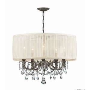  Crystorama 5535 PW SAW CLM Five Light Pewter Up Chandelier 