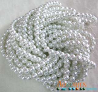 BULK 10 strands Faux Glass Pearl Beads White 8mm BDA1  