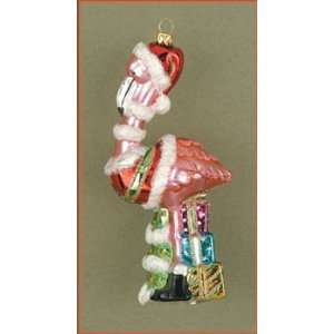 Margaret Cobane Glass Ornament   Flamingo Claus 