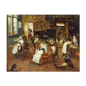  Jan Van Kessel   A Singerie Monkey Barbers Serving Cats 