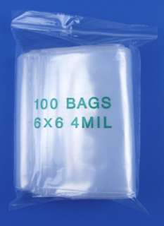 Case of 1000 4mil Clear 6x6 Zip Lock 6 x 6 ZipLock Bags  