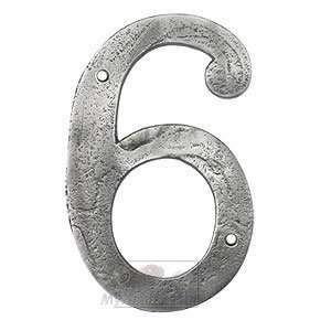   bronze numerals 6 in silver pewter rustic bronze