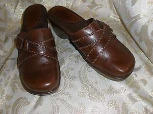 WHITE MT BROWN LEATHER Loafers Clogs Mules SLIDES 8.5 M VIKING  