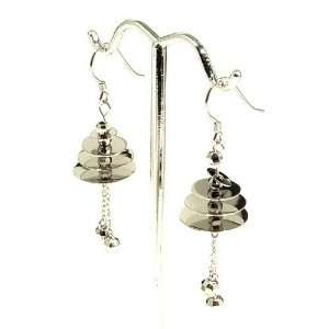 Circle Chips and Beads Sterling Silver Dangle Earrings with Rhodium 