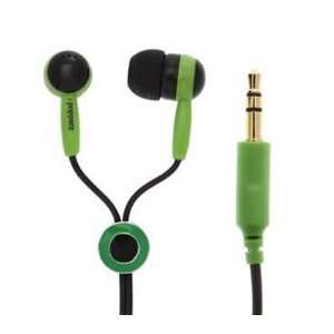  Ipopperz Colorz Earbuds   Black and Green on Black Cord 
