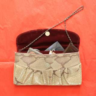 Snake Skin Faux Leather Womens Clutch Shoulder & Hand Bag with 
