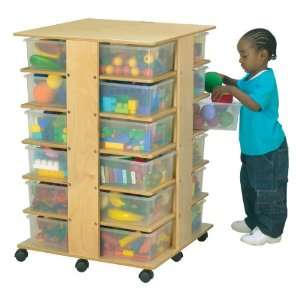  Mobile Cubby Storage Tower 24 Cubbies with Clear Tubs 