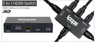 LOOPS® HDMI CABLE 5 WAY MANUAL SWITCH BOX SELECTOR HUB  