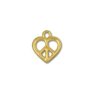 Gold Plated Heart Peace Sign Charm Arts, Crafts & Sewing