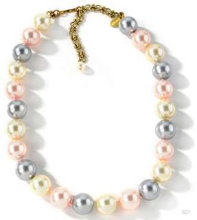 HEIDI DAUS SHELL SHOCK IVORY PINK GRAY FAUX PEARL NECKLACE EARRINGS 