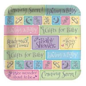  Coming Soon Baby Shower Square 9 Lunch Plates 8 Pack 