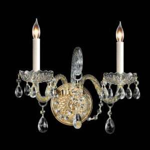  Crystorama 1102 CH CL SAQ 15W 2 Light Crystal Wall Sconce 