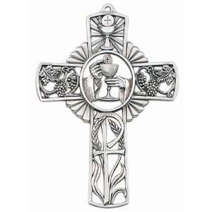  First Communion Host and Chalice   5 Pewter Cross (JC 