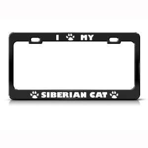 Siberian Cat Black Animal Metal License Plate Frame Tag Holder