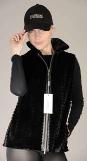 Sheared black mink fur vest   New   SAGA FURS   ALL SIZES XS S M L XL 