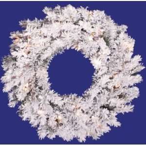  48 Alaskan Christmas Wreath, Flock Prelit, Clear