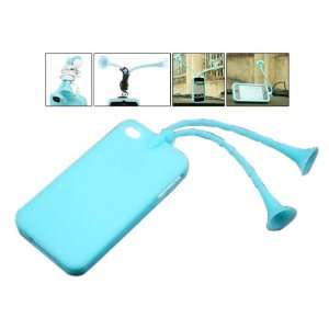 Blue Cartoon Grasshopper Silicone Stand Case Cover for iPhone 4 4G 4S