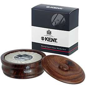 Kent SB3 Dark oak wood Shaving Bowl with Shaving Soap  