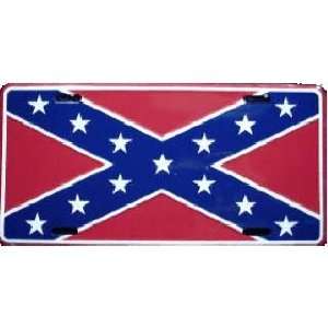  Csa Confederate States Rebel Flag Metal License Plate Auto 