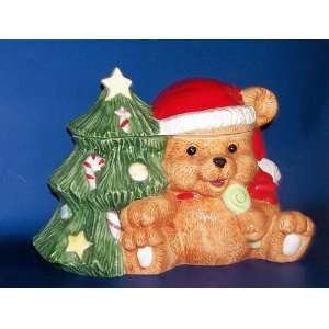  TEDDY BEAR with SUCKER & CHRISTMAS TREE COOKIE JAR 