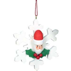  Ulbricht White Snowflake with Santa Head Ornament