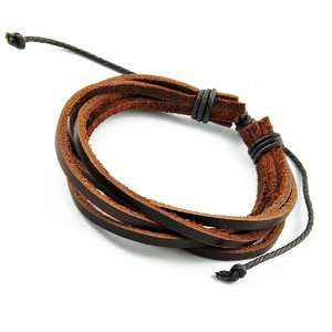   Leather Bracelet with Brown Conjoined and Wrapped Straps Jewelry