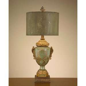  Green and Gold Porcelain Urn Lamp