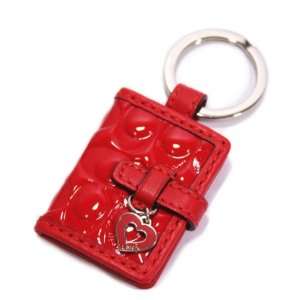  COACH RED PATENT LEATHER SIGNATURE PICTURE KEYCHAIN/FOB 